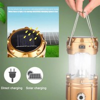 Lanterne de camping solaire pliable à LED rechargeable par USB, portable, télescopique, en plastique, pour l'extérieur