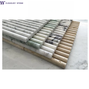 Revêtements de porte en carreaux de marbre, mosaïque de pierre de <span class=keywords><strong>travertin</strong></span> cannelée personnalisée, carreaux muraux pour <span class=keywords><strong>douche</strong></span>, salon, salle de bain - Product Image 2