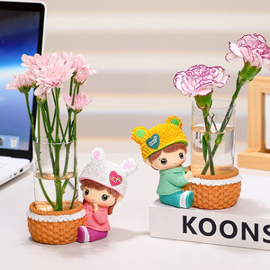 Juego de Jarrones de Resina con Diseño de Muñecos de Dibujos Animados, Lindos Porta Plantas Acuáticas para Parejas, Decoración para el Hogar y la Oficina, Regalo para Niños y Adultos - Product Image 1