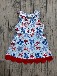 Précommande GSD387 – Robe-short sans manches à volants et nœuds pour bébé fille, idéale pour le yoga et les activités, vêtements pour enfants du 4 juillet – Vente en gros - Product Image 2