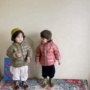Horzion acolchada-Chaqueta de algodón para niños, abrigo cálido de invierno, chaqueta ligera con capucha, color verde
