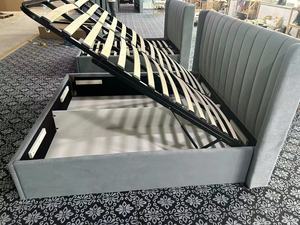 NOVA Graues Samt-Polsterbett mit Stauraum Moderne Schlafzimmermöbel-Sets Queen-Size-Plattformbettgestell - Product Image 4