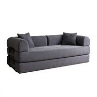 Canapé d'angle moderne trois places convertible avec matelas en mousse, forme fixe, pieds en bois pour hôtel, villa, salon