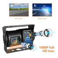 Cámara de Visión Trasera AHD 1080P de Doble Lente 230 °   Cámara para Vehículos con Conector M12, Super Gran Angular, Impermeable IP68, para Camiones y Remolques