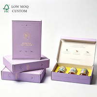 Boîte cadeau de luxe personnalisée avec logo estampé or, emballage en carton ondulé pliable écologique avec séparateur pour parfum et bougie