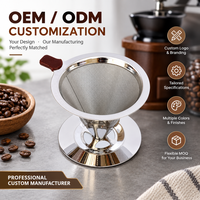 Pembuat Kopi Pour Over Cone Dripper Dapat Digunakan Kembali 304 Stainless Steel Filter Lapis Ganda Tanpa Kertas Tanpa Limbah Grosir Rumahan Kustom