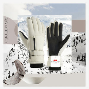 Gants de ski de fond résistants à l'eau, à doigts séparés, compatibles écran tactile, chauds, en velours, coupe-vent, avec poche cachée, unisexe, en polyester - Product Image 3