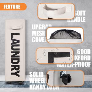 Whole Sale Collapsible Clothes Hamper Freestanding Waterproof <strong>Laundry</strong> <strong>Basket</strong> <strong>with</strong> <strong>Wheel</strong> Washing Bag <strong>Laundry</strong> <strong>Basket</strong> - Product Image 3