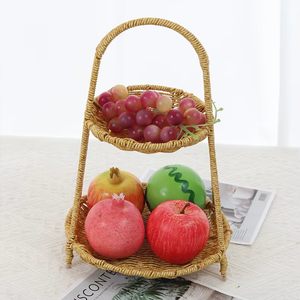 Keranjang Buah Anyaman Tangan Gaya Eropa Rak Penyimpanan Bertingkat untuk Dapur Ruang Tamu Pengatur Camilan Dekorasi Rumah - Product Image 5
