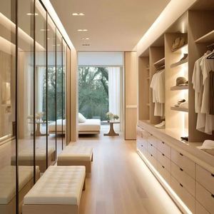 Armoires de dressing sur mesure YALIG pour toute la maison, design luxueux, gris minimaliste, en forme de U, en MDF - Product Image 4