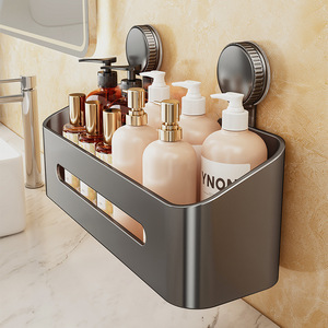 Stainless Steel Suction Wall Rack Rectangular Bathroom Storage <b>Shelf</b> No Drilling Required - Product Image 1