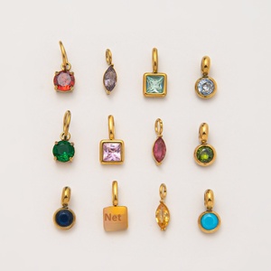 สร้อยคอจี้หินประจำเดือนเกิด 12 ราศี สแตนเลสแบบ DIY พร้อมสายสร้อยเคลือบทอง 18K สำหรับเด็ก - Product Image 3