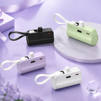 Mini batterie externe 5000 mAh, chargeur de téléphone portable portable avec câble intégré, chargeur de téléphone à branchement direct pour usage quotidien