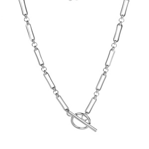 Collar de cadena grande de acero inoxidable con forma de bambú, Gargantilla Simple de 316L con <span class=keywords><strong>cierre</strong></span> de barra en T O Clip de palanca - Product Image 2
