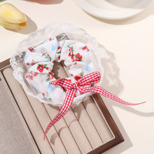 Doux nœud dentelle chouchou Style pastoral haut de gamme grand <span class=keywords><strong>chignon</strong></span> cheveux cravate pour enfants pour fraise fille - Product Image 6
