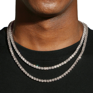 3mm 4mm 5mm Tennis Chain 1 Row Cubic Zirconia <strong>Necklace</strong> 18k Gold Plated Diamond Chain Fine Jewelry <strong>Necklace</strong> - Product Image 2