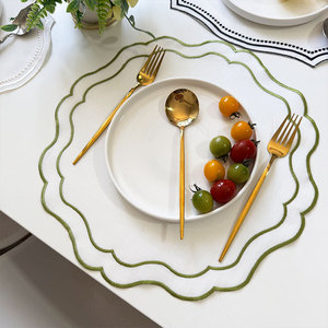 Thêu Thiết Kế Hiện Đại <span class=keywords><strong>Linen</strong></span> / Cotton Placemat Nhỏ Khăn Ăn Chống Bụi Chống-Trượt Nước Có Thể Giặt Không Phai Mềm Đám Cưới - Product Image 3