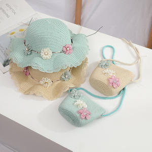 Conjunto de Sombrero de Paja y Bolso, Protección Solar de Verano, Diseño Floral de Princesa, Unisex, para Niñas, Casual, Ciclismo, Viajes Diarios, Playa - Product Image 4
