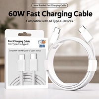 Pengisi Daya Cepat 60W Tipe C ke Tipe C Kabel 1M 2M 3M Kabel Data Pengisian Cepat PD untuk iphone 15 16 17 Pro Max xiaomi Samsung Huawei