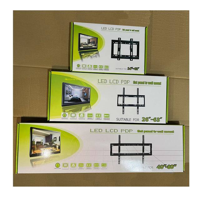 Factory Mass Production Adjustable TV Stands 14-80 Inch Cheapest Customized Sizes Fixed Wall Mount TV Bracket Max VESA 600x400mm