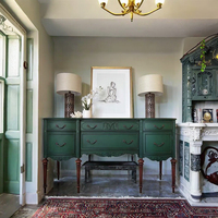 Mueble de Madera Maciza de Roble Francés con Altura Ajustable, Mesa Auxiliar de Almacenamiento Tallada de Estilo Neoclásico Europeo, Separador de Pasillo Retro