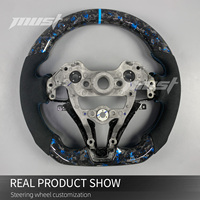 Volant en fibre de carbone forgé bleu personnalisé avec poignées en microfibre noire pour Hyundai I30N I20N ElantraN N-line