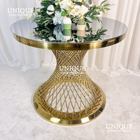 moderne Offre Spéciale pour de meubles de mariage de haute qualité table à gâteau ronde en acier inoxydable doré table à gâteau
