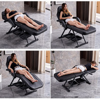 Cama de Tatuaje Reclinable Multifuncional de PVC, Silla de Masaje Plegable y Elevadora para Tatuaje de Cejas y Extensión de Pestañas