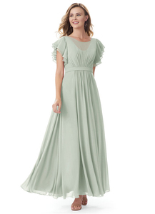 2025 estate <span class=keywords><strong>elegante</strong></span> <span class=keywords><strong>donna</strong></span> <span class=keywords><strong>donna</strong></span> manica corta in Chiffon modesto sposa damigella d'onore abiti Maxi - Product Image 5