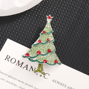 Christmas Tree Brooch Zinc Alloy Green <b>Red</b> Rhinestones Unisex Gift Jewelry - Product Image 1