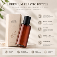 Flacon vide en PET ambré de 100 ml et 150 ml avec bouchon noir et bouchon intérieur pour tonique, eau visage et hydrolat