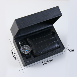 Men's <b>Watch</b> And Wallet Gift <b>Set</b> Black Leather 4.5x3.74in Business Formal Occasion - Product Image 2