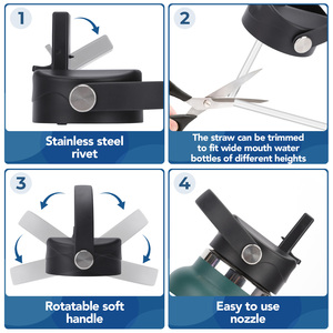 Nắp chai nước với rơm nhựa BPA miễn phí miệng rộng không gỉ chai nước rơm nắp cho pop-up thay thế nắp cap thể thao - Product Image 3