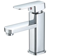 Robinet de lavabo moderne monotrou en alliage de zinc chromé doré, à poignée unique, pour eau chaude et froide, pour salle de bain