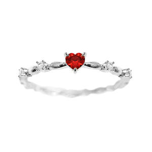 Anillo Romántico de Zirconia con Corte Corazón para Mujer, Chapado en Rodio, Engaste de Cobre, Anillo de Compromiso con Gema Q448 - Product Image 1