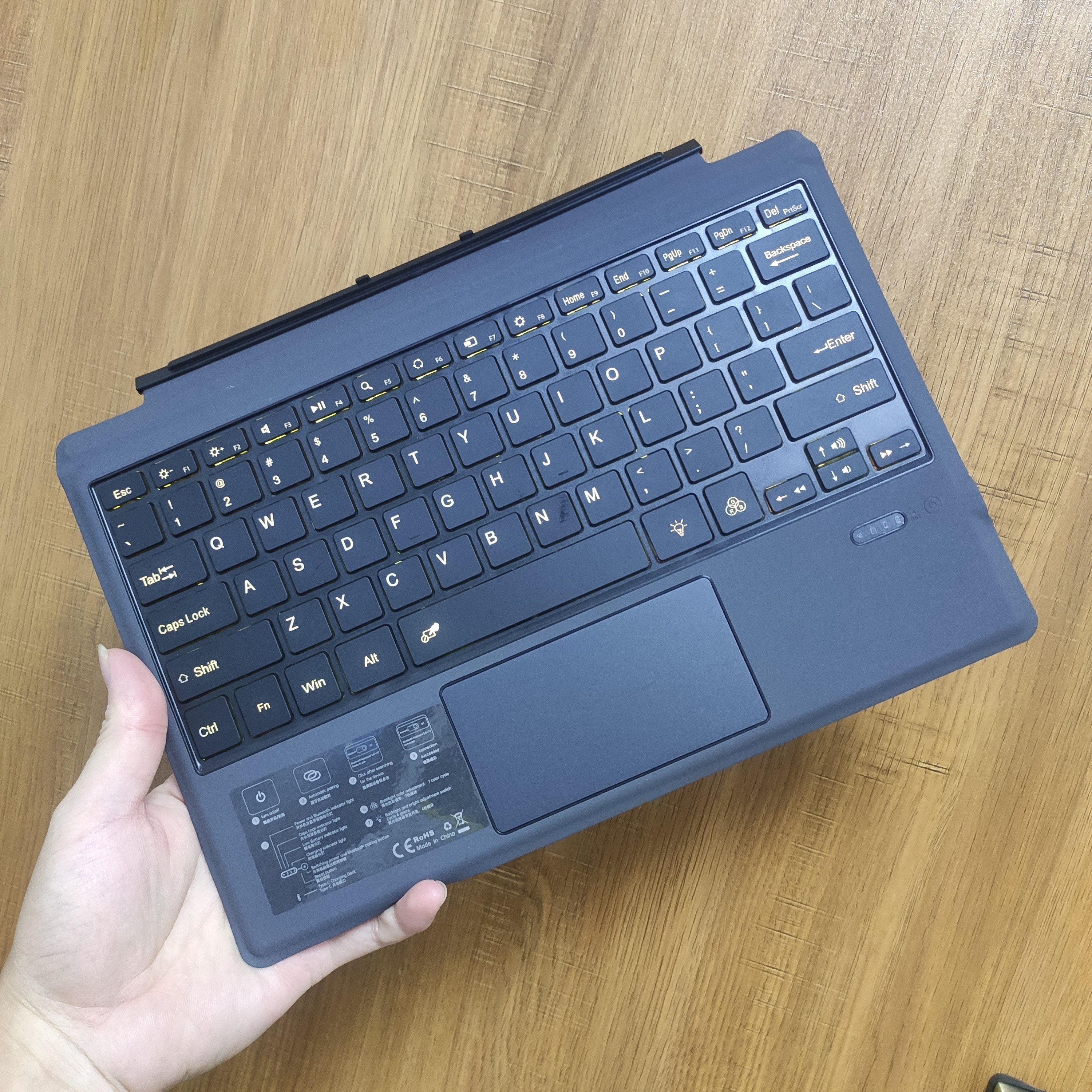 Чехол для планшета из ПУ кожи, беспроводная сенсорная панель с подсветкой, клавиатура, чехол для Microsoft Surface Pro 8 7 6 5 4 3 GO 1 2 3