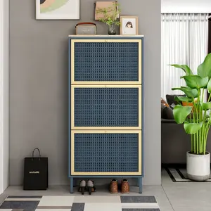 Armario de almacenamiento de 18 P, gabinete de suelo con estilo dorado y azul