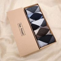 Lot de 5 paires de chaussettes thermiques en laine pour hommes – Chaussettes d'hiver épaisses et chaudes mi-mollet pour affaires – Coffret cadeau premium – Vente en gros