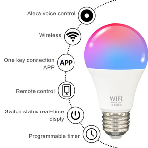 Ampoule LED intelligente WiFi+BT 5 canaux RGBCW, lumière changeante de couleur <span class=keywords><strong>à</strong></span> intensité variable, fonctionne avec la commande vocale Alexa, ampoule E27 - Product Image 2