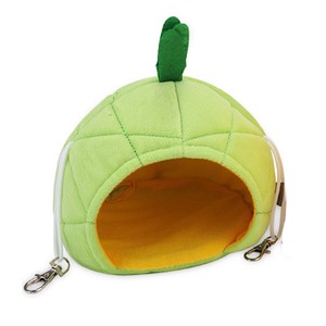 Jolie cage pour animaux de compagnie en forme de grenouille ananas avec anneaux de laisse, en coton, style dessin animé, motif animal pour hamster, été et toutes saisons - Product Image 1