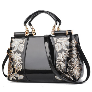 <b>Handbag</b> Fashion Flower Embroidery Patent PU Leather Women Hand Bag Ladies Shoulder Crossbody Bag Female Designers <b>HandBag</b> - Product Image 5