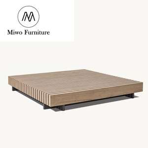 Muebles de exterior de lujo Vestíbulo del hotel Jardín Diseño moderno Madera de teca natural Striata Patio Resort Lounge <span class=keywords><strong>Mesa</strong></span> de centro <span class=keywords><strong>cuadrada</strong></span> - Product Image 5