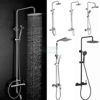 Ensemble de douche de salle de bain 4 fonctions en aluminium poli 10 pouces, à succès, avec jet ciel étoilé, pressurisé, valve en céramique, modes Jet/Massage/Doux