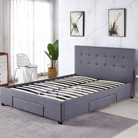 Nouveau Design Lit Double Luxe Moderne Grand Format Cadre de Lit 3 Tiroirs pour Mobilier de Maison Chambres à Coucher