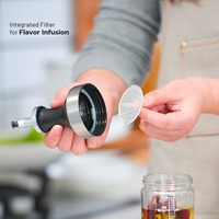 Distributeur d'huile et de vinaigre en silicone à ouverture unique, commandé d'un seul doigt, anti-goutte, bouteille Purist facile à utiliser