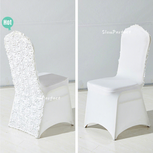 Quality Wedding Rosette Chair Cover Wholesale Polyester Cotton 3D Rose Spandex Chair Cover Stretch Banquet Chair <b>Slipcover</b> - Product Image 3
