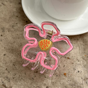 Pince à cheveux en plastique haut de gamme, style européen et américain, transparente, couleur AB, motif fleur d'œuf, dégradé, tendance internationale - Product Image 4