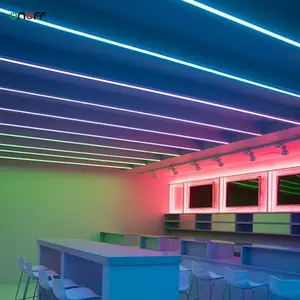 Atractivo control de música regulable RGB RGBWW LED luz colgante lineal para sala de billar