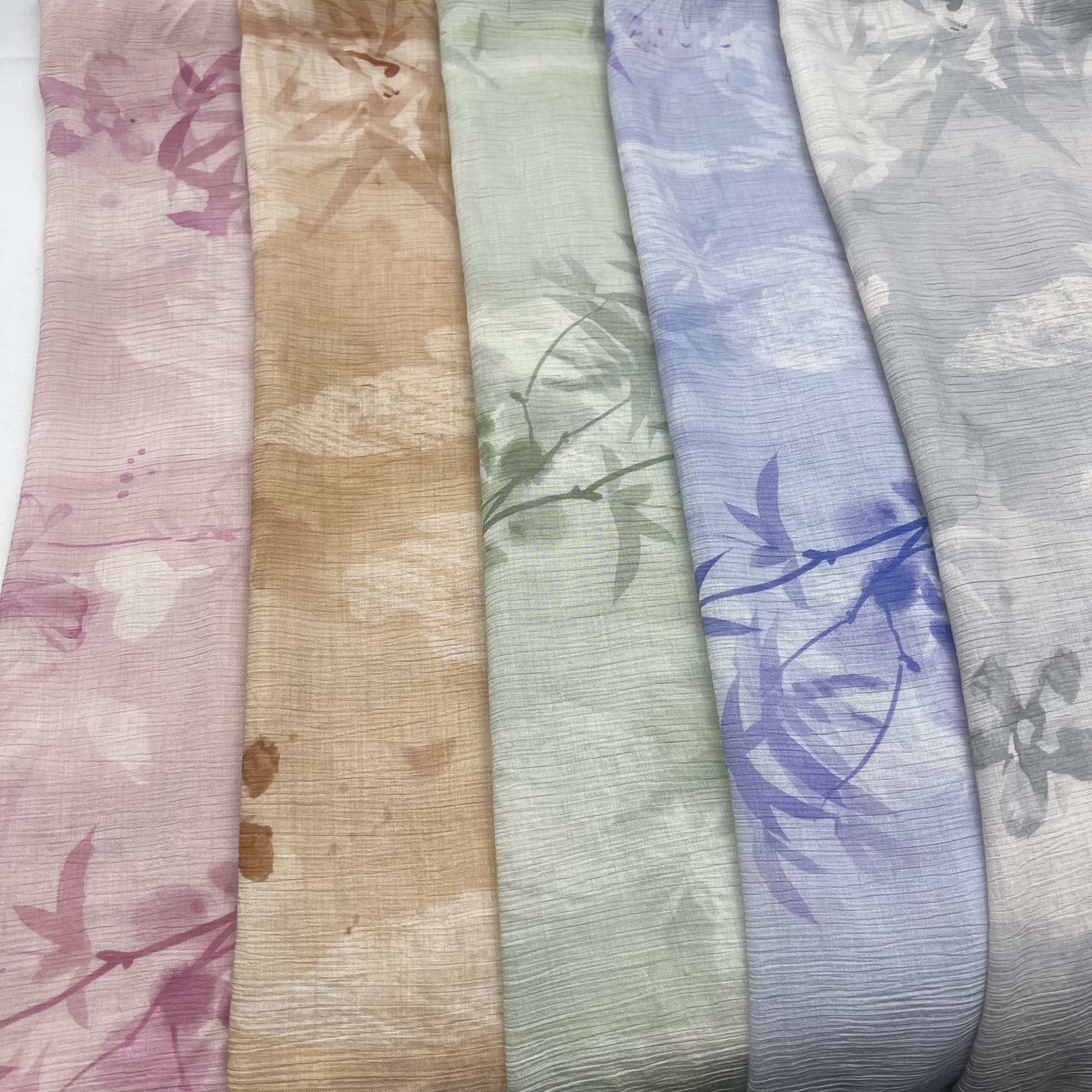 C227# Fresh Style Breathable Embossed Faux Linen Fabric Width Other Eco-friendly Soft Touch Custom Printed Rayon Nylon Fabric