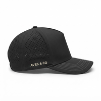 Casquette de baseball OEM personnalisée haute performance, perforée au laser, noire, à visière incurvée, avec broderie, pour sports de plein air